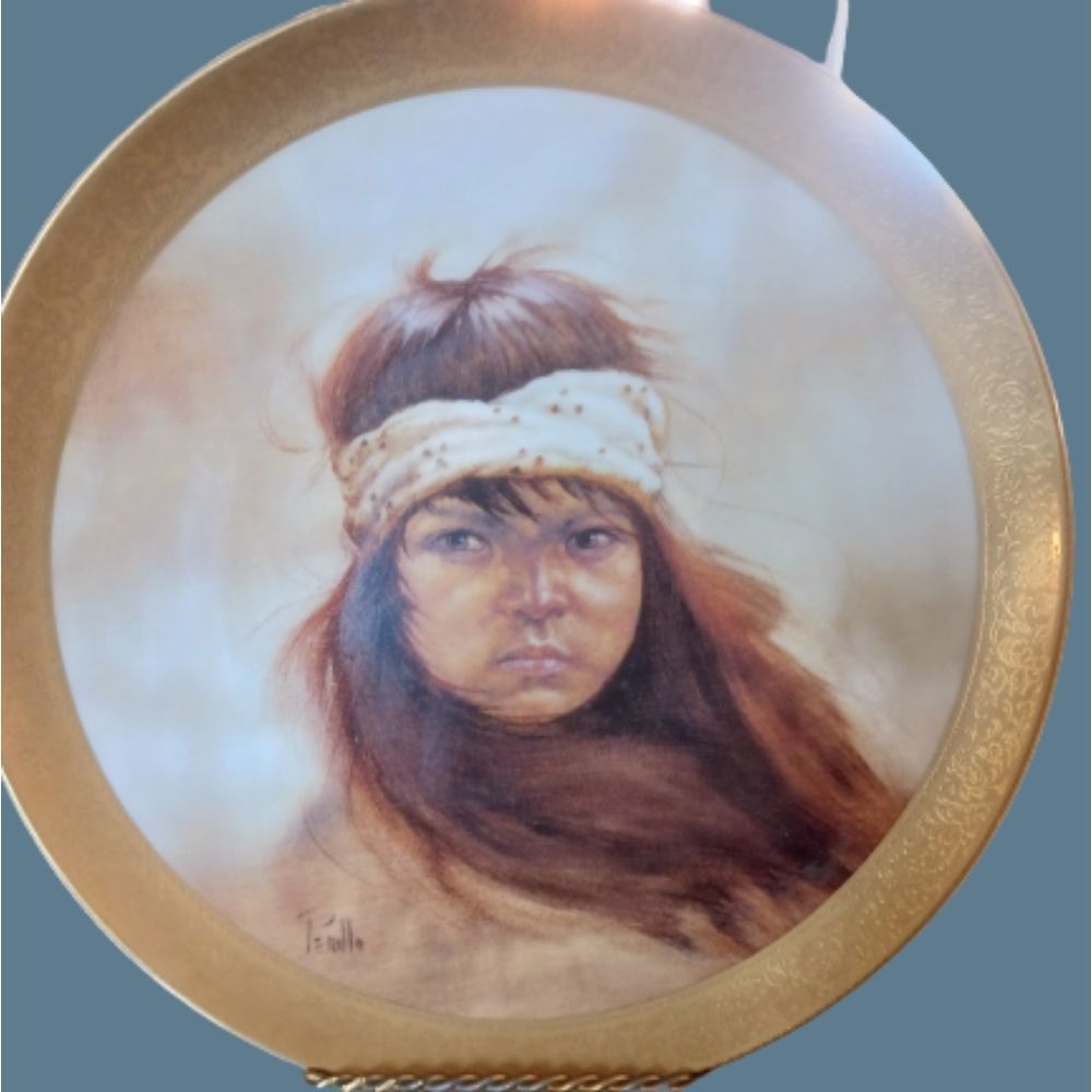GREGORY PERILLO APACHE GIRL PORCELAIN PLATE AUTHOR SIGNED